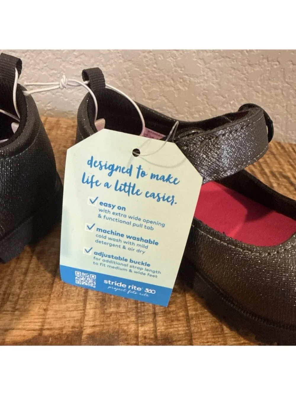 Stride Rite Little Kid Wednesday Gray Sparkle Mary Jane Shoes Sz 7 M NIB Pewter